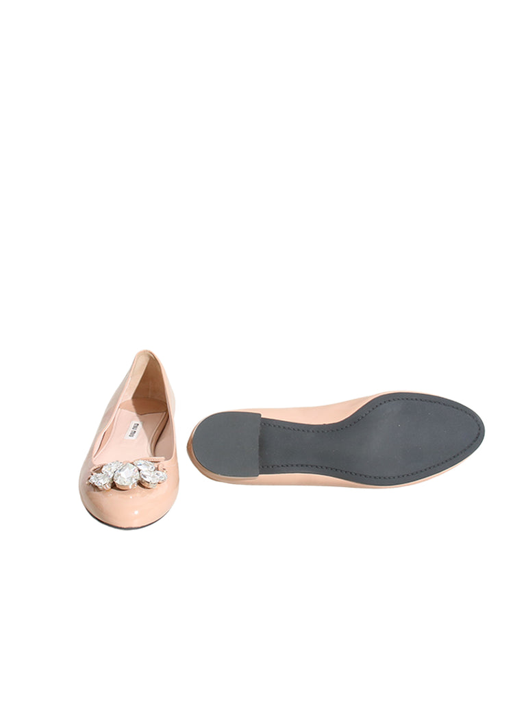 Miu Miu Embellished Patent Leather Flats