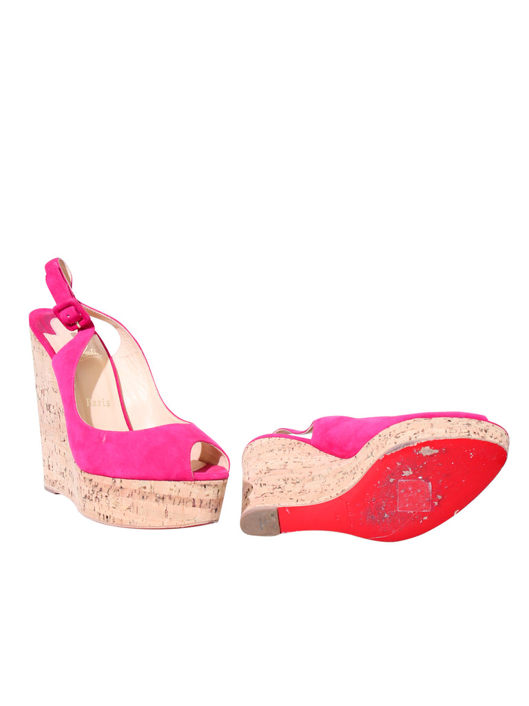 Christian Louboutin Suede Slingback Wedges