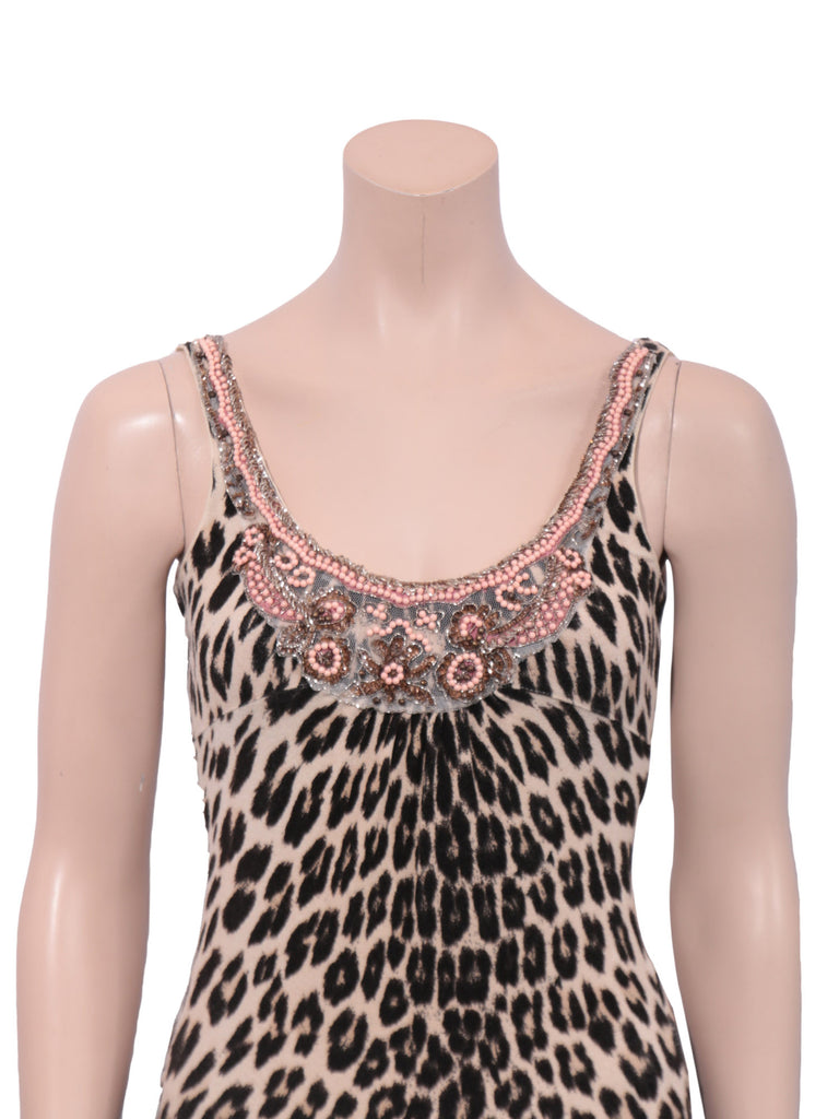 Blumarine Leopard Beaded Top