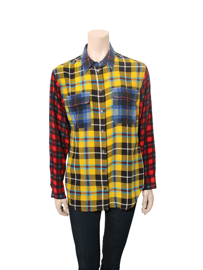 Equipment Plaid Silk Blouse