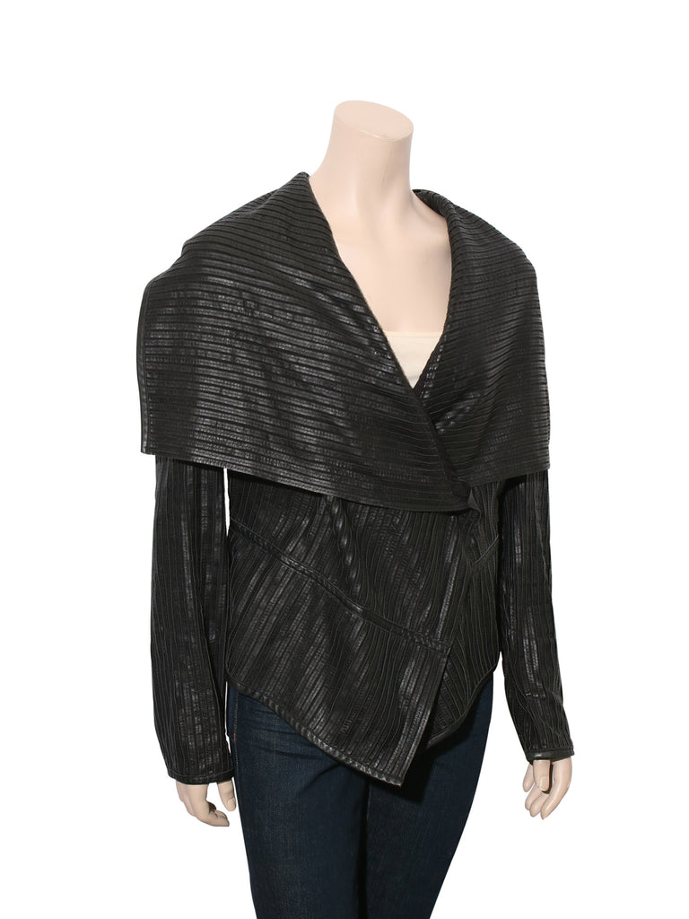 Pink Tartan Leather Draped Jacket