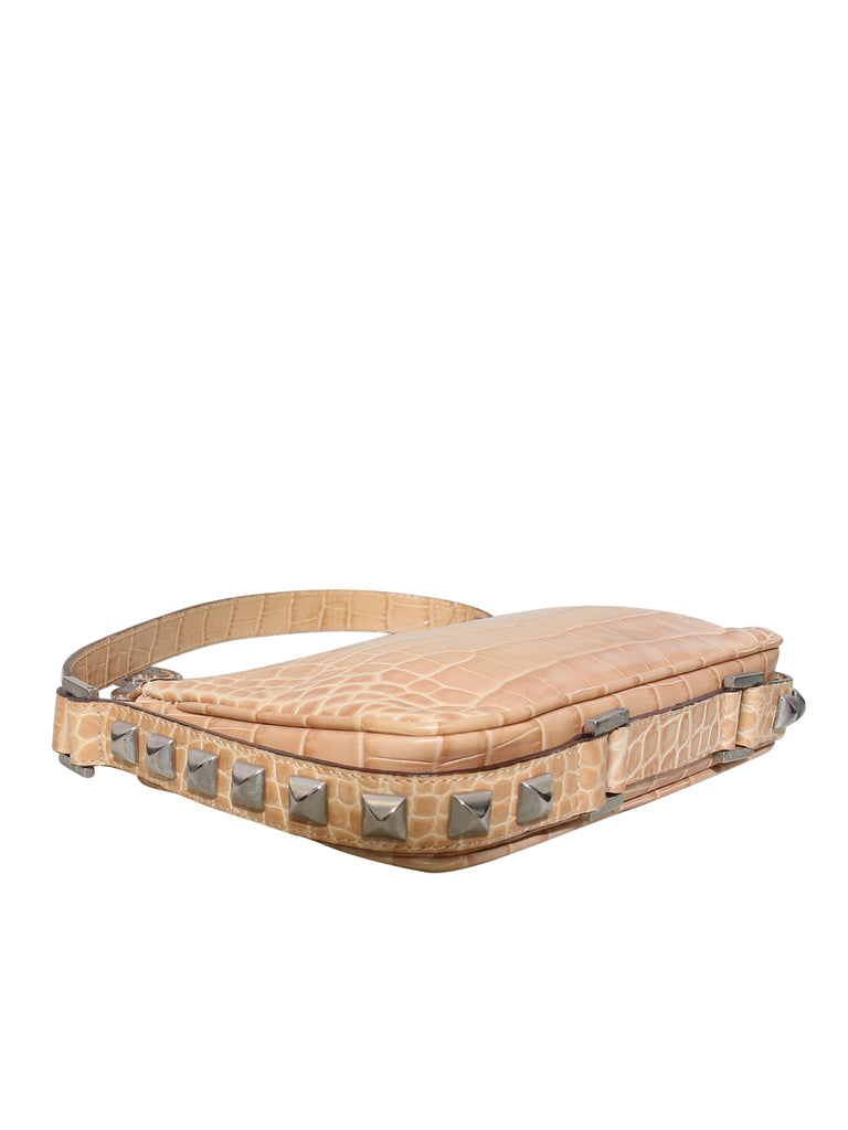 Versace Vintage Embossed Leather Shoulder Bag