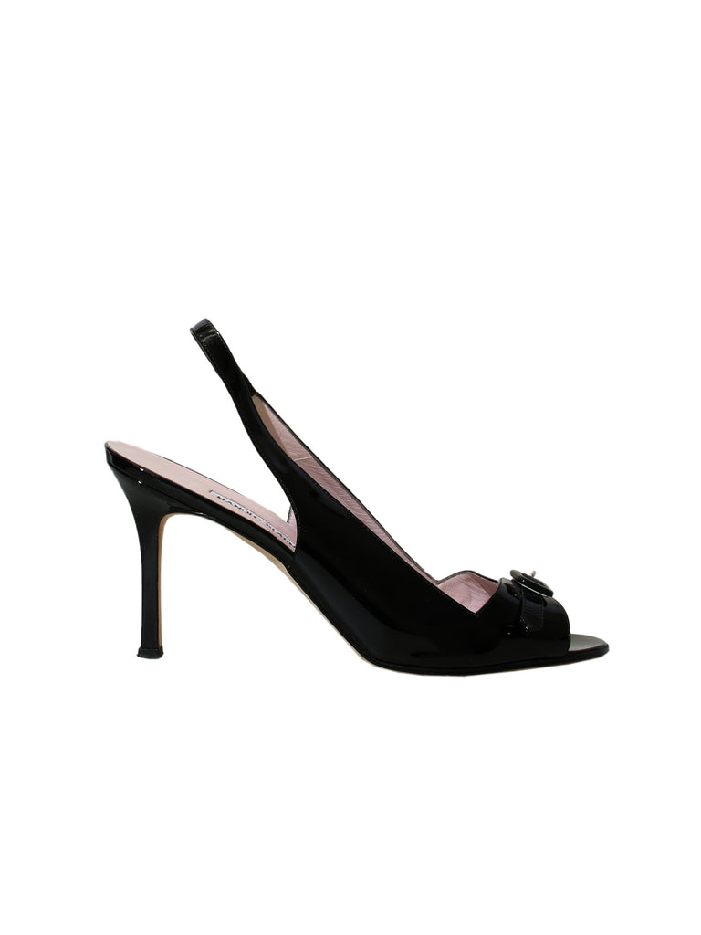 Manolo Blahnik Patent Leather Slingback Sandals