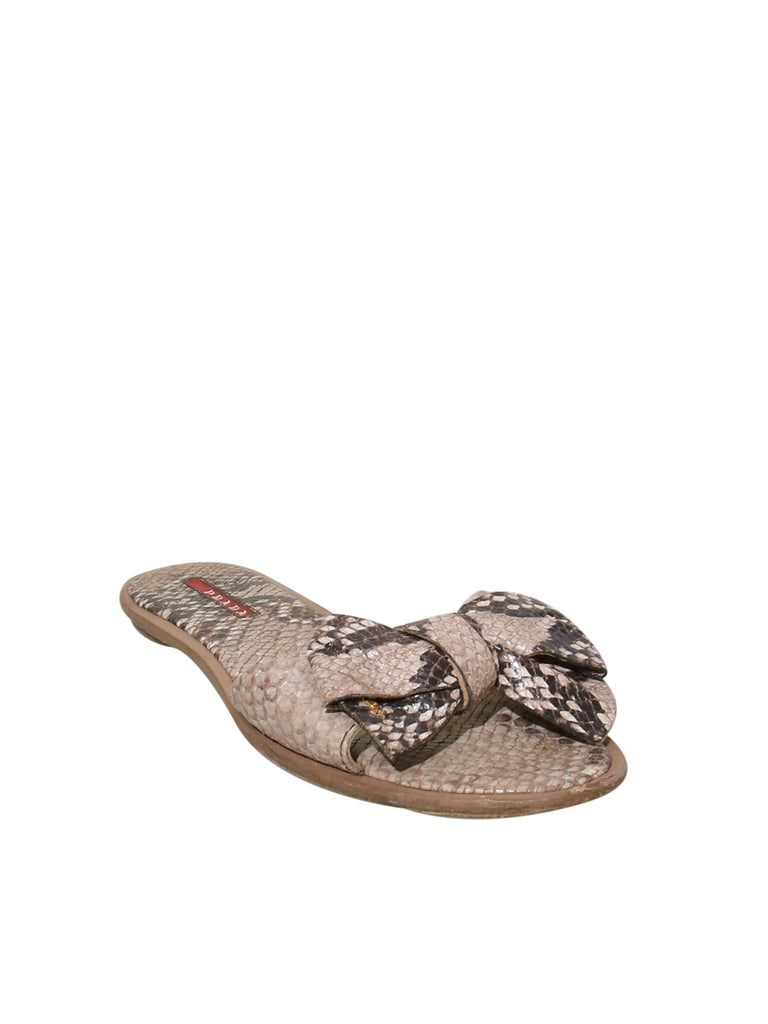 Prada Snakeskin Bow Slides