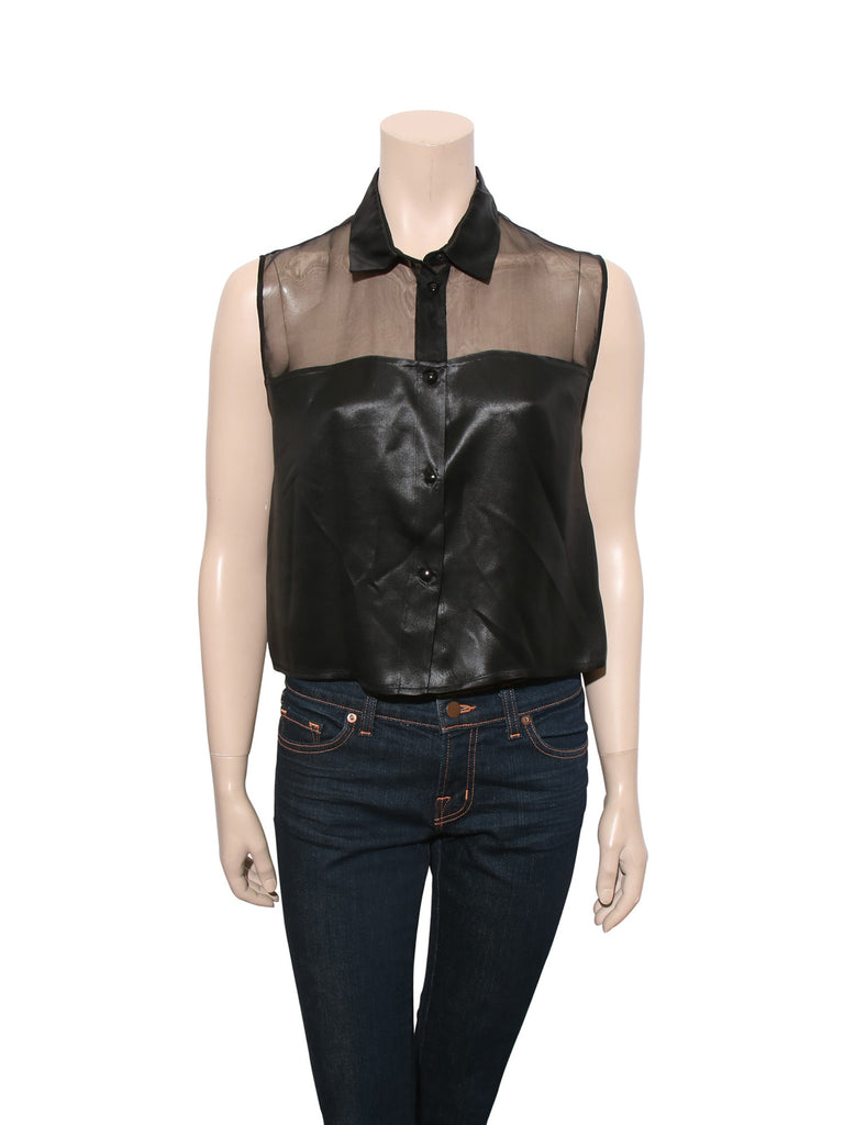 Sandro Cropped Sleeveless Blouse