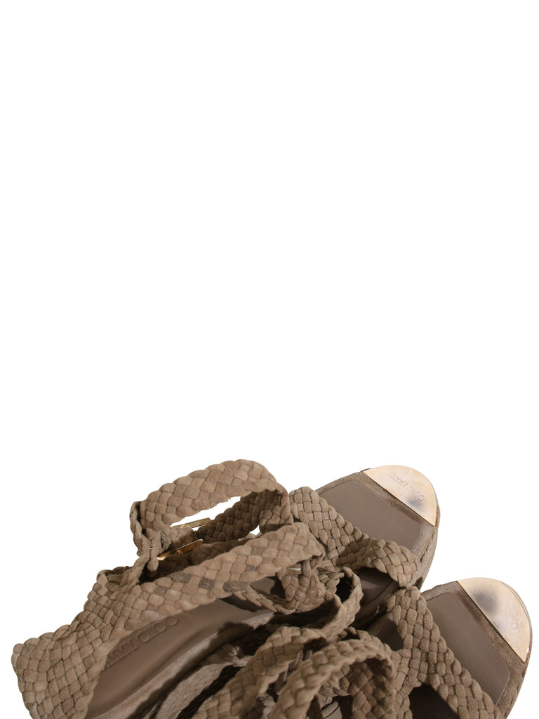 Jimmy Choo Suede Braided Wedge Sandals