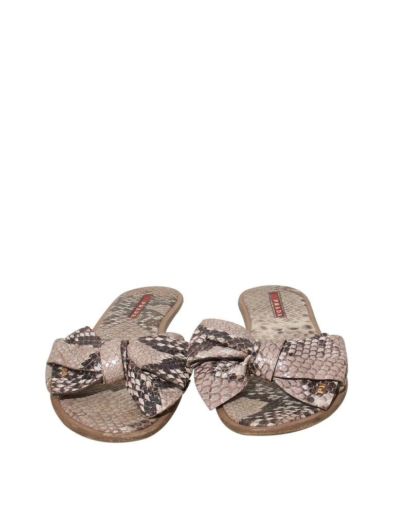 Prada Snakeskin Bow Slides