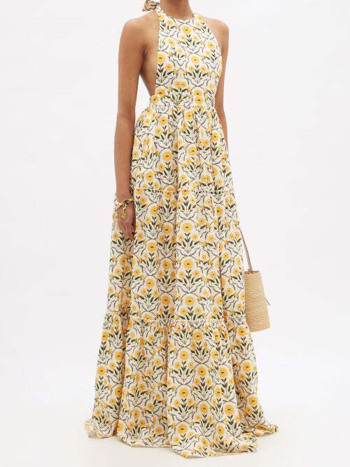 Naranja Mimosa Print Maxi Dress