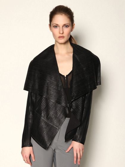 Pink Tartan Leather Draped Jacket