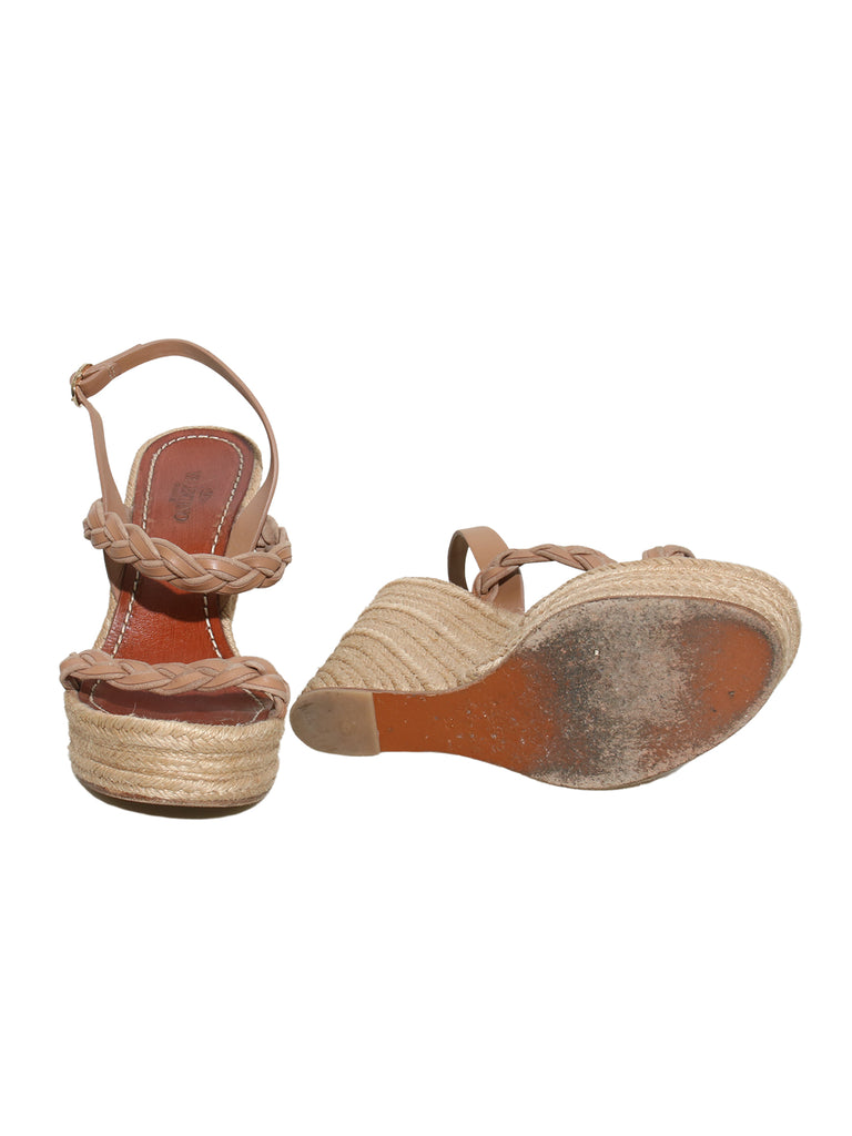 Valentino Leather Braided Espadrilles