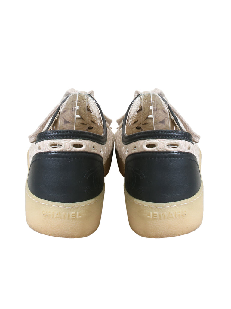 Chanel Embroidered Cutout Sneakers