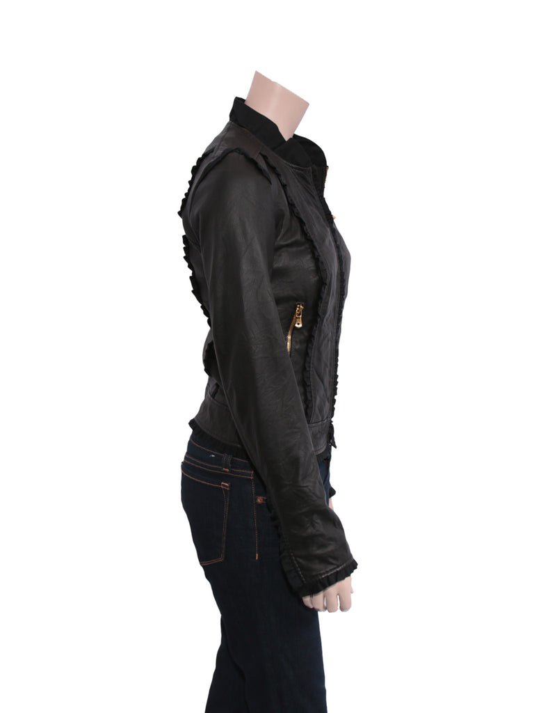Dolce & Gabbana Leather Ruffle Jacket