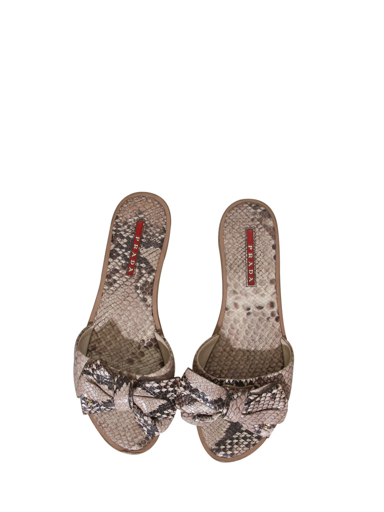 Prada Snakeskin Bow Slides