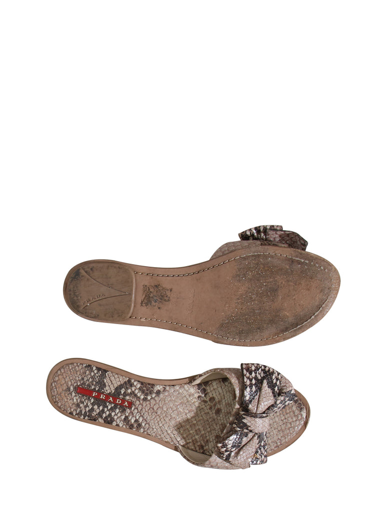 Prada Snakeskin Bow Slides