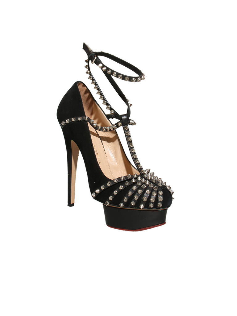 Studded Suede Pumps