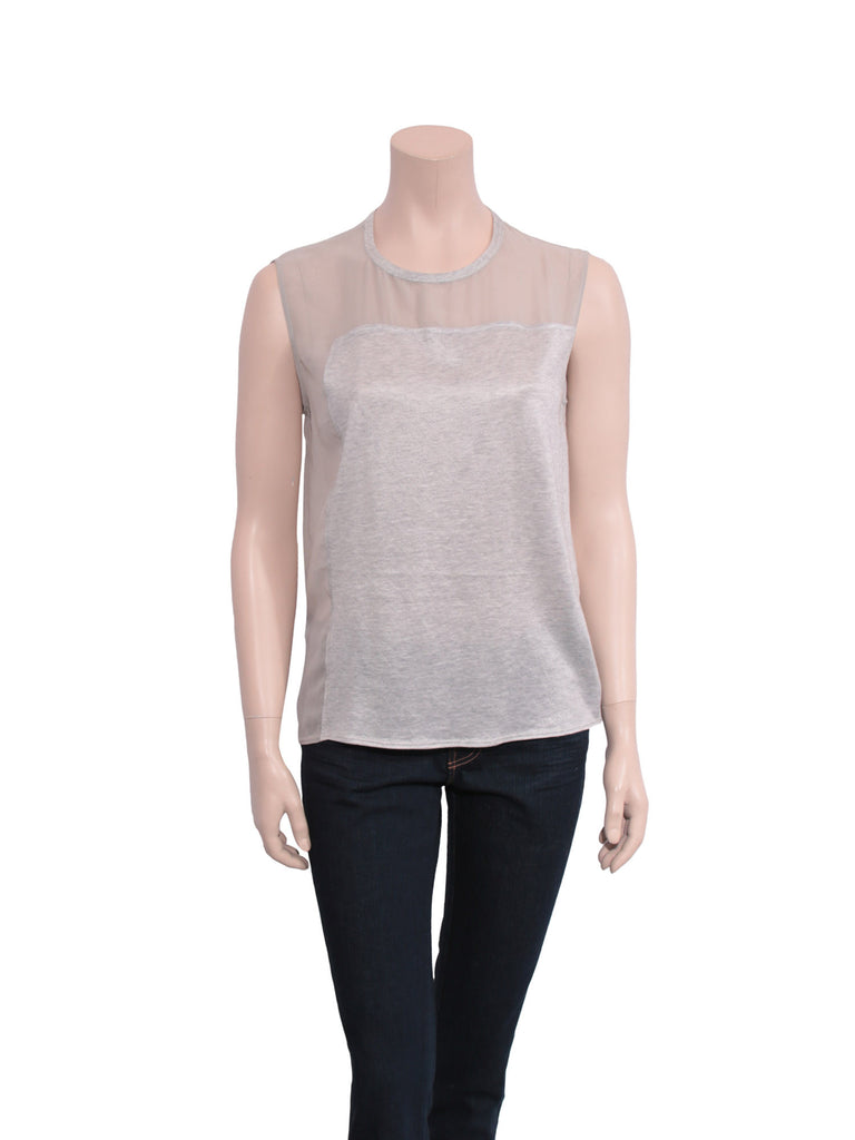 Helmut Lang Sleeveless Sheer-Trimmed Top