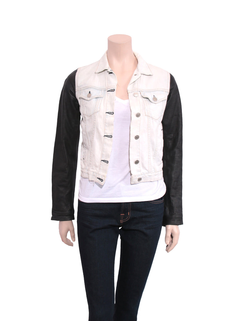 Rag & Bone Leather Trimmed Denim Jacket