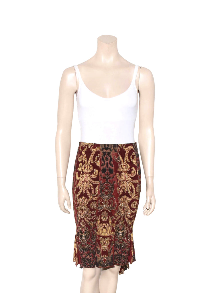 Roberto Cavalli Printed Silk Skirt 