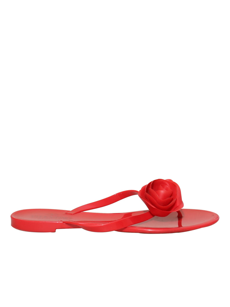 Valentino Rubber Flower Flat Sandals