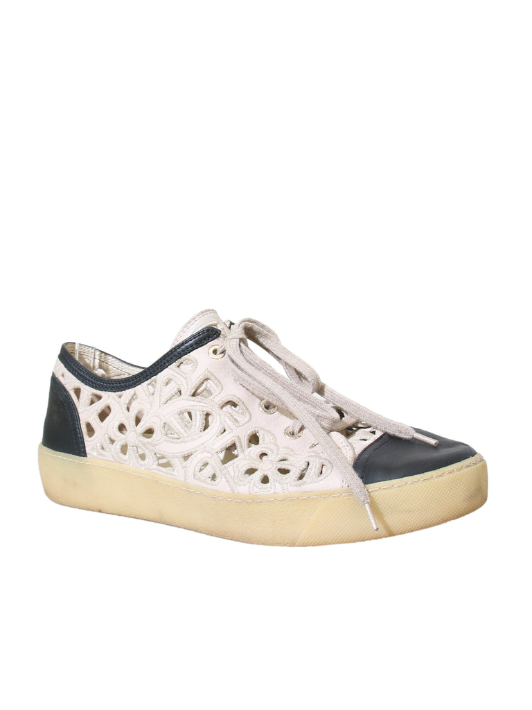 Chanel Embroidered Cutout Sneakers