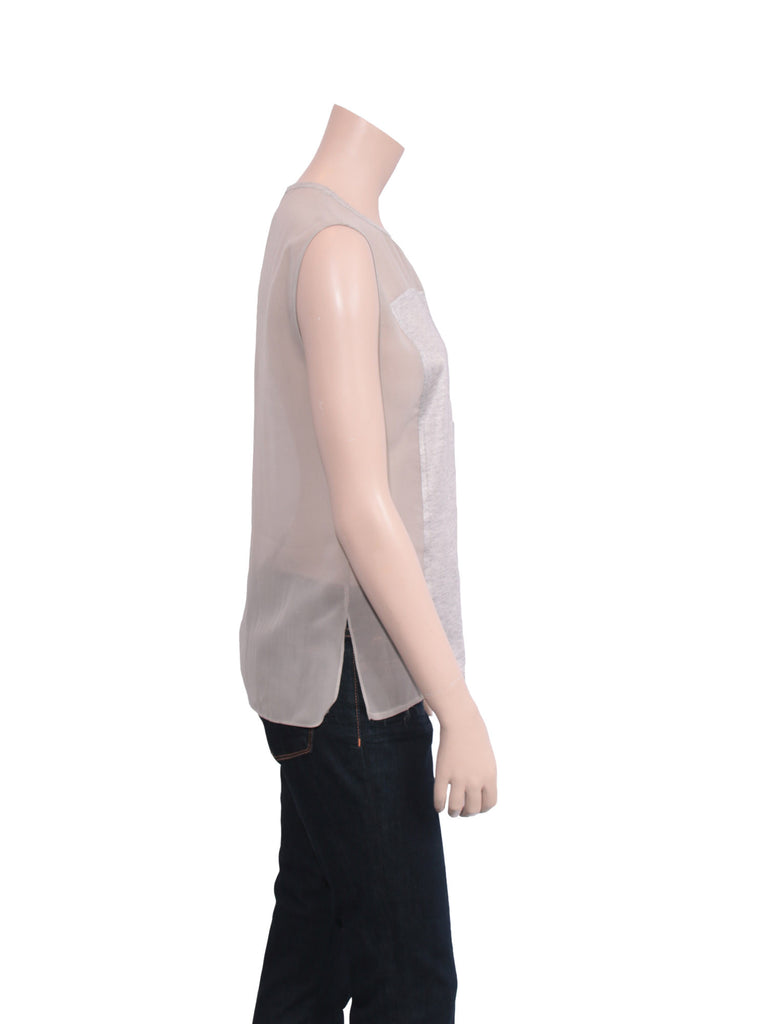 Helmut Lang Sleeveless Sheer-Trimmed Top