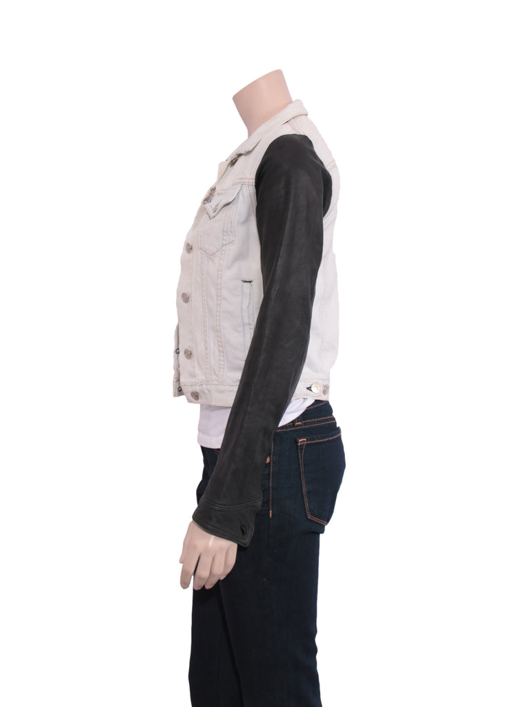 Rag & Bone Leather Trimmed Denim Jacket