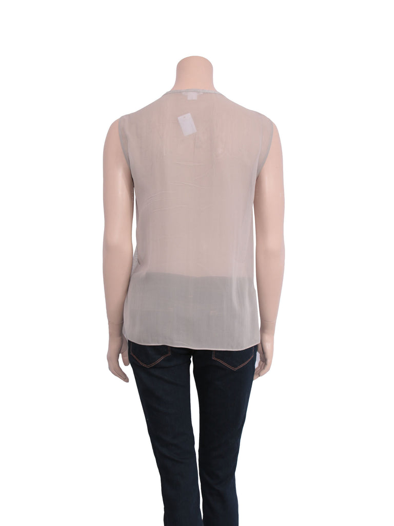 Helmut Lang Sleeveless Sheer-Trimmed Top