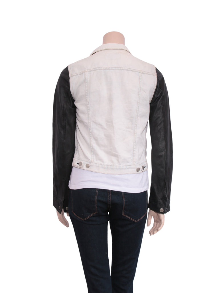 Rag & Bone Leather Trimmed Denim Jacket