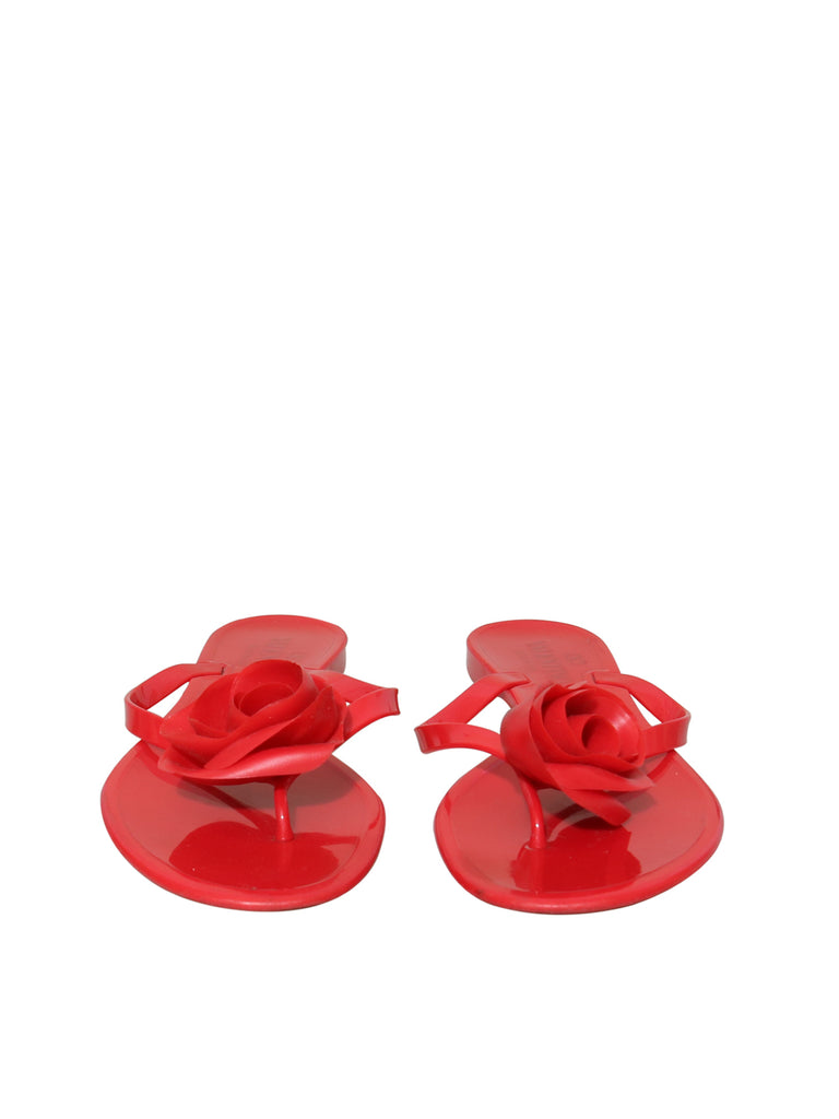 Valentino Rubber Flower Flat Sandals