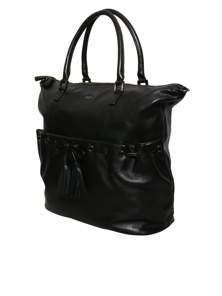 Tassel Detail Leather Handle Bag