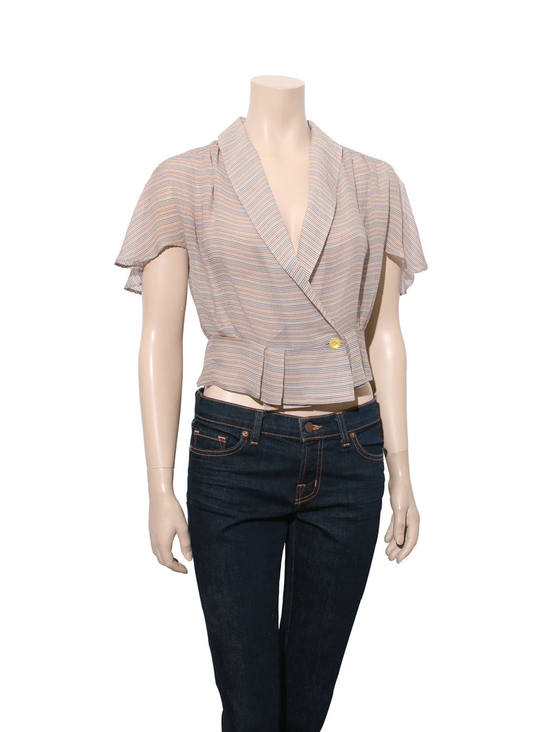 Chloe Stripe Wrap Blouse