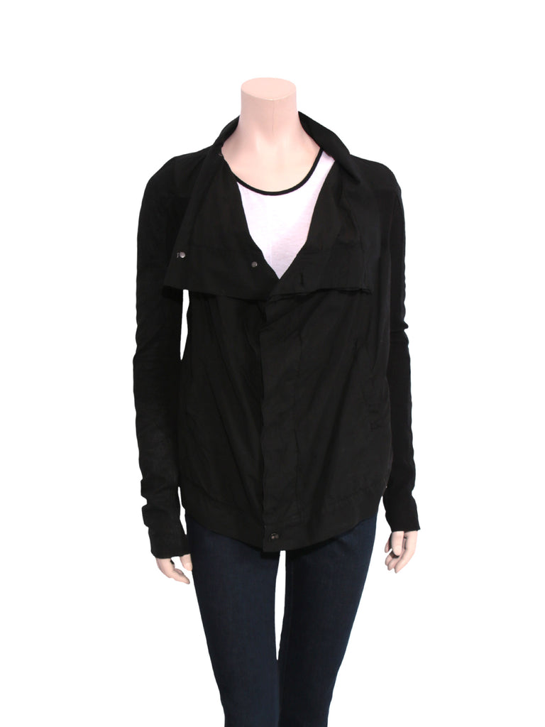 Rick Owens Cotton and Leather Draped Jacket