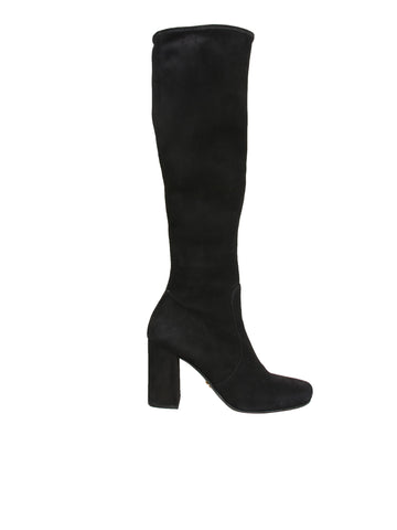 Prada Stretch Suede Knee-High Boots