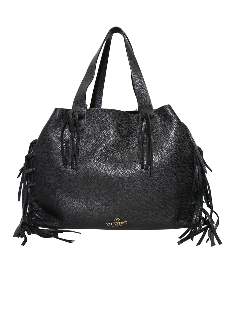 Valentino C-Rockee Fringe Leather Tote Bag