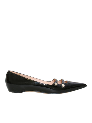 Gucci Aneta Patent Leather Pointed-Toe Flats