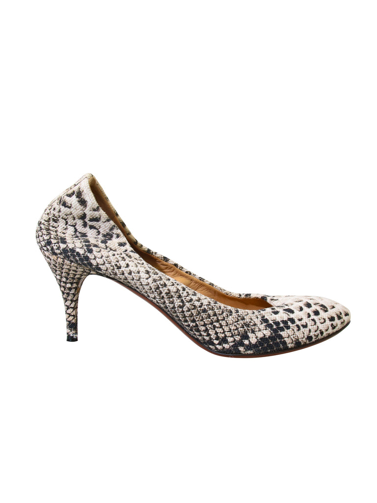 Lanvin Snakeskin Canvas Heels