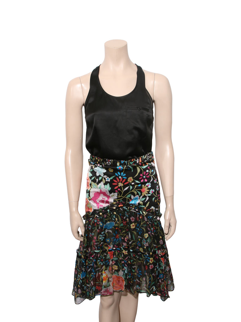 Roberto Cavalli Silk Floral Skirt