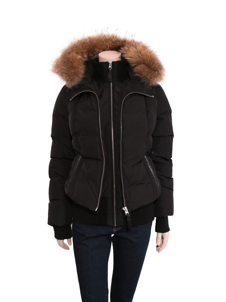 Mackage Romane Bomber Cut Down Jacket with Fur Hood