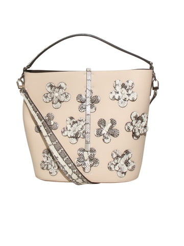 Leather Flower Applique Shoulder Bag