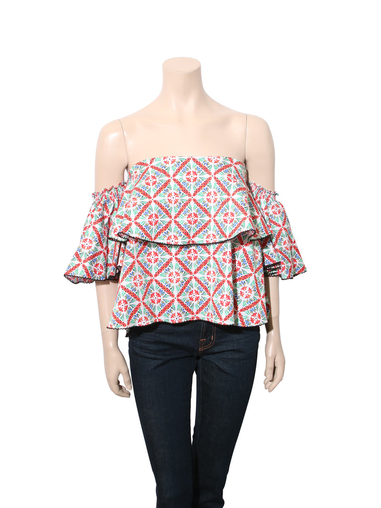 Caroline Constas Printed Off-The-Shoulder Top