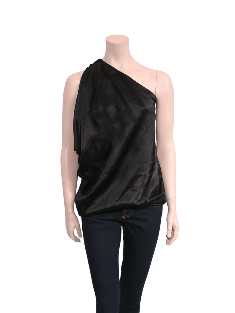 Lanvin One-Shoulder Silk Top