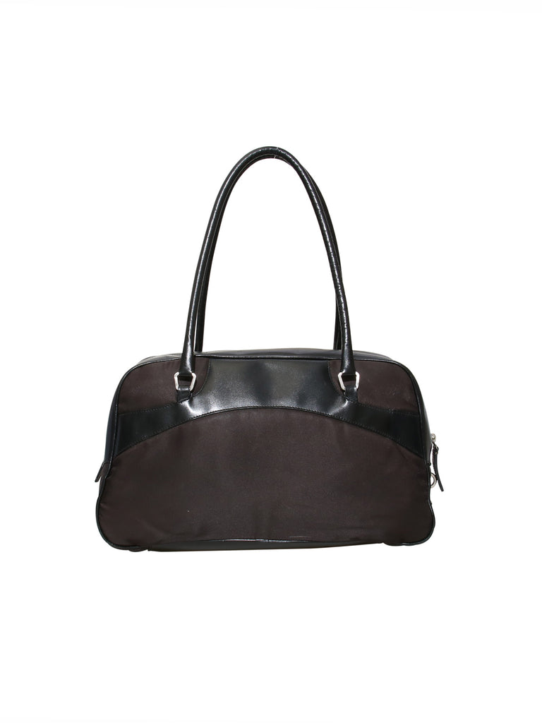Prada Leather-Trimmed Bowling Bag