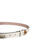 Bamboo Buckle Detail Leather Belt