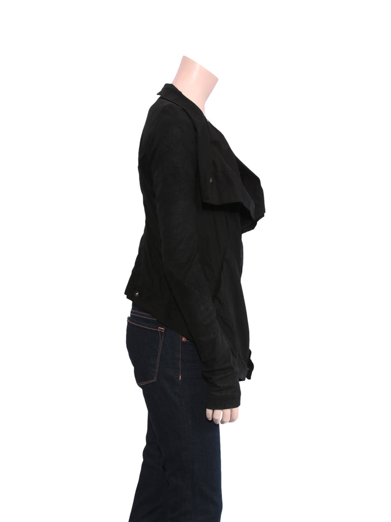 Rick Owens Cotton and Leather Draped Jacket