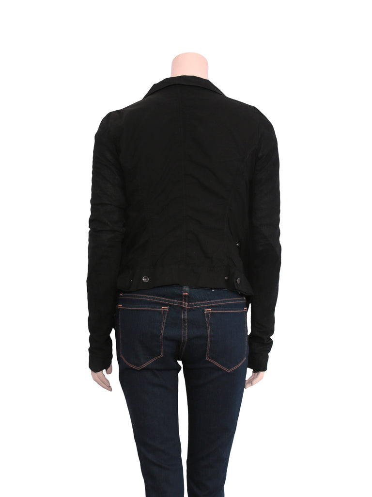 Rick Owens Cotton and Leather Draped Jacket