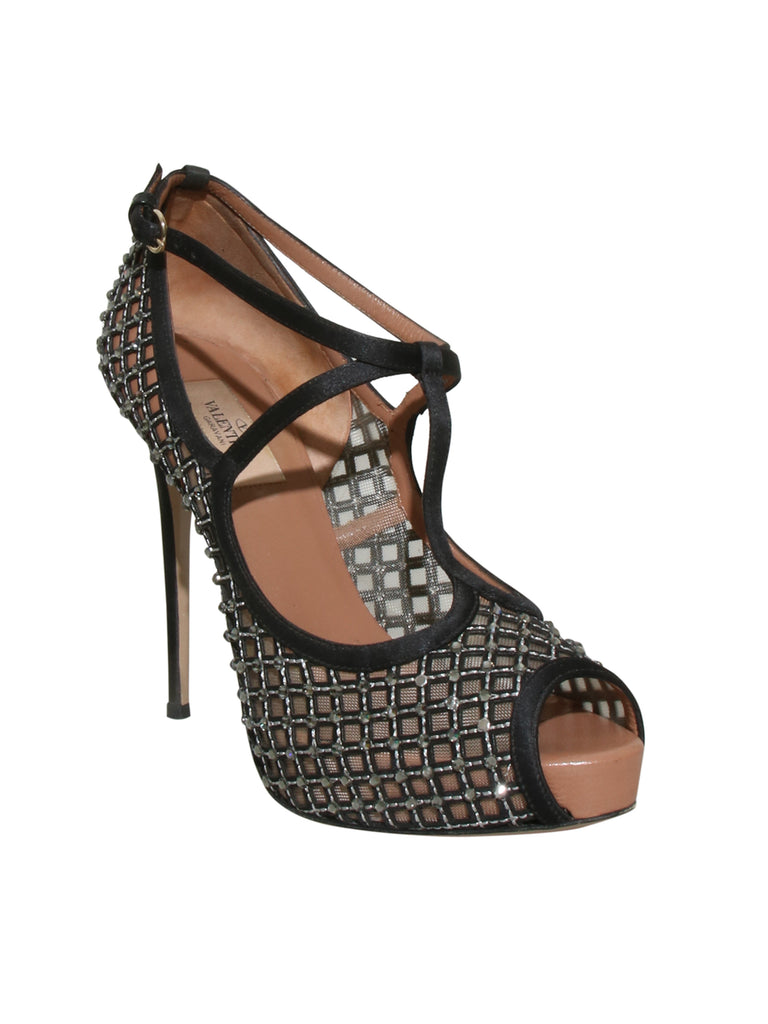 Embellished Open Toe Pumps
