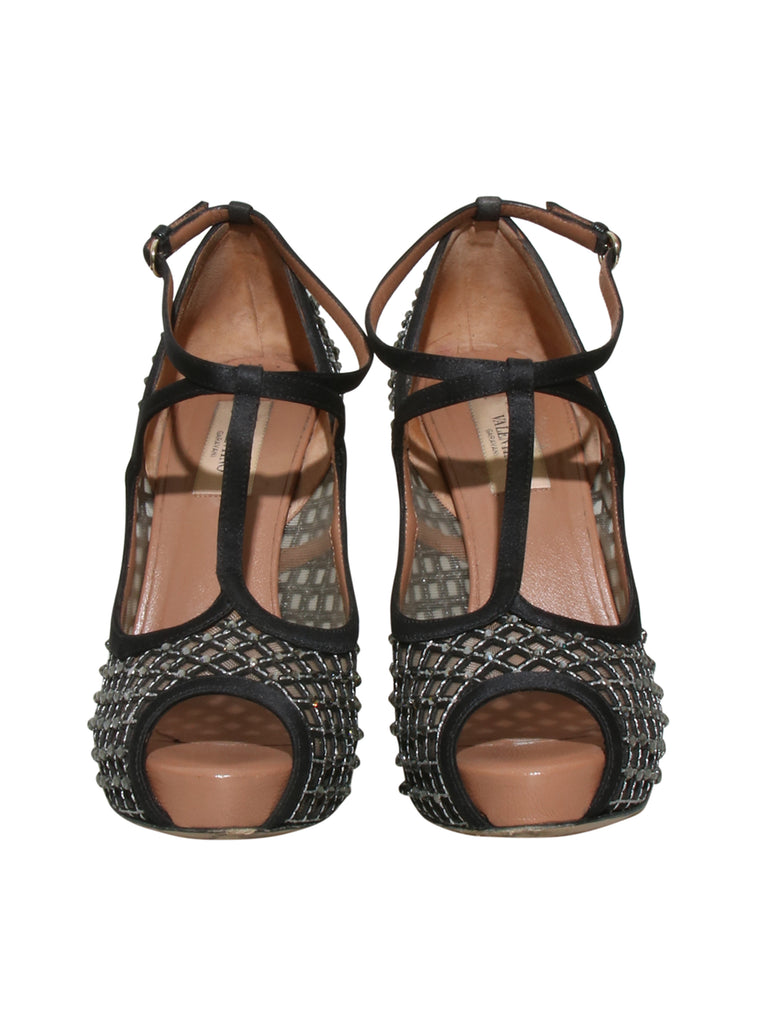 Embellished Open Toe Pumps