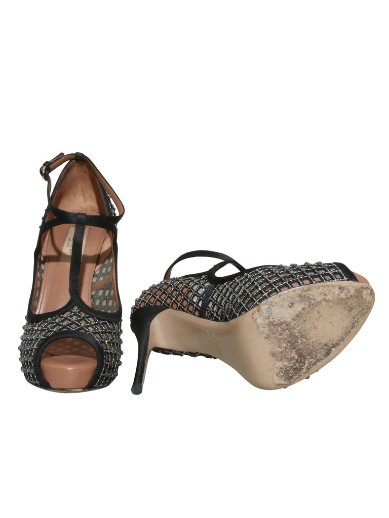 Embellished Open Toe Pumps