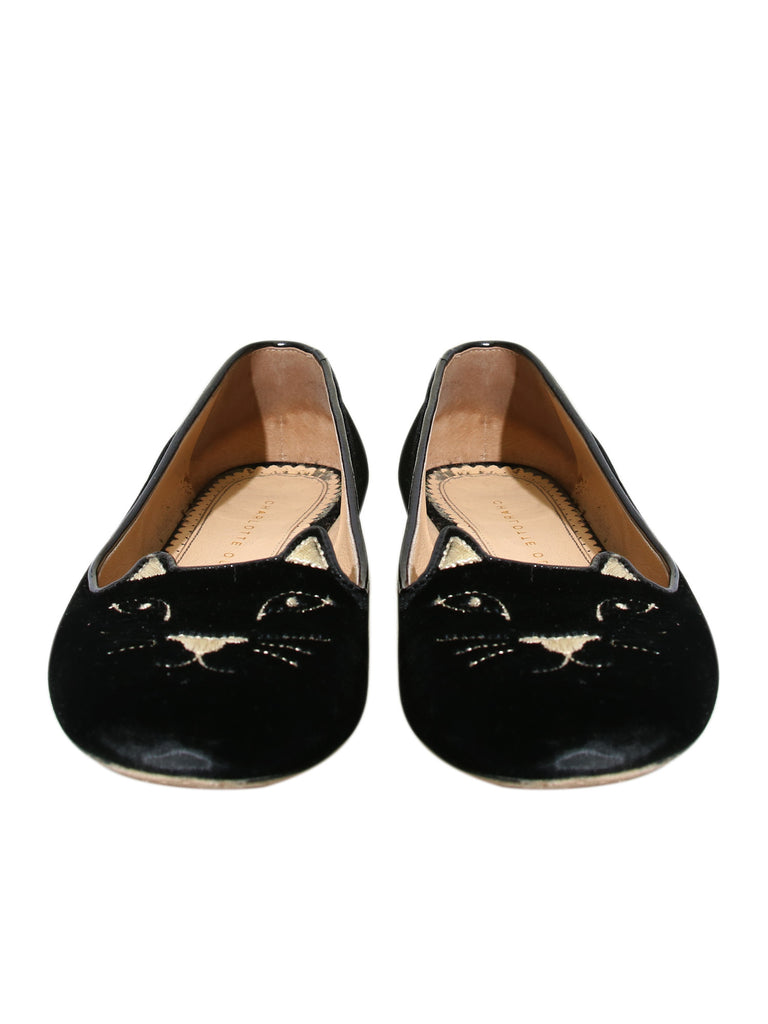 Charlotte Olympia Velvet Kitty Loafers