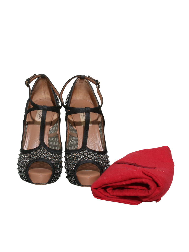 Embellished Open Toe Pumps